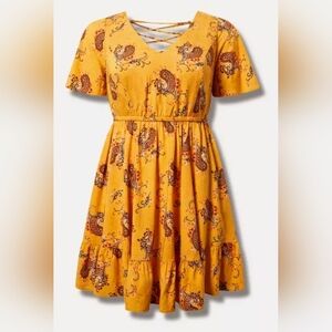 torrid Yellow Paisley Crisscross-Back Mini Dress